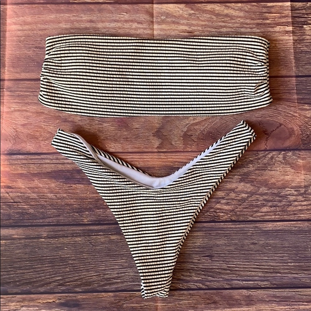 Black and White Striped Zaful Bikini Set